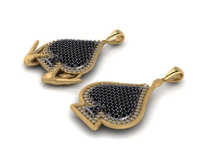 2 model  Ace of Spades pendant 3D print model_6