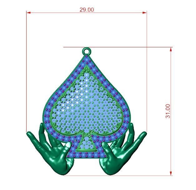 2 model  Ace of Spades pendant 3D print model_5