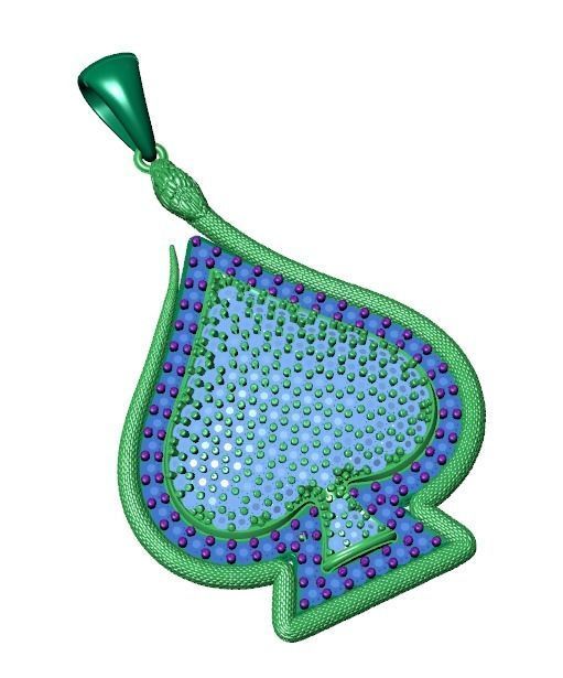 2 model  Ace of Spades pendant 3D print model_21