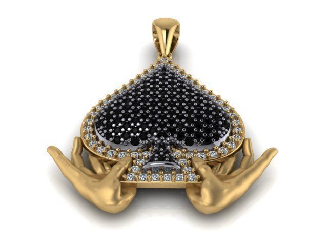 2 model  Ace of Spades pendant 3D print model_16