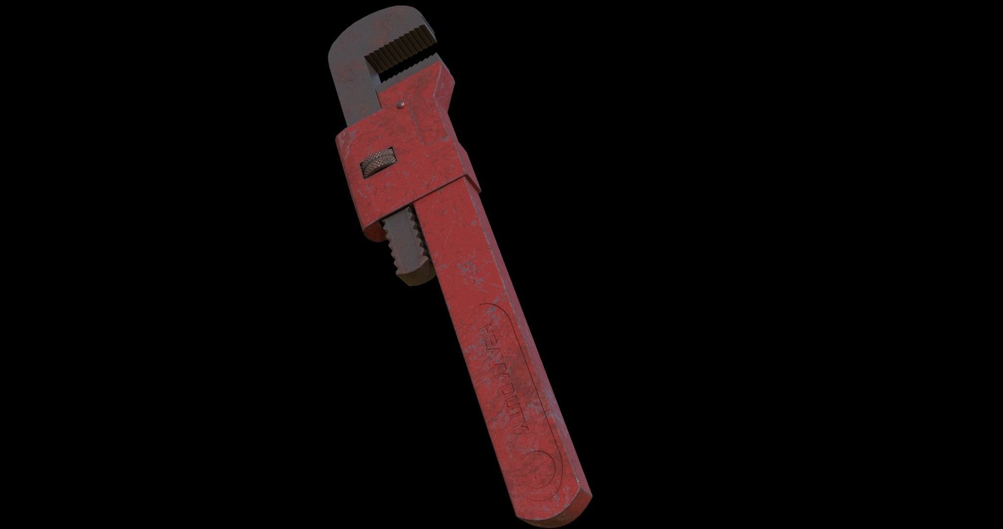 Pipe wrench Low-poly 3D model_4