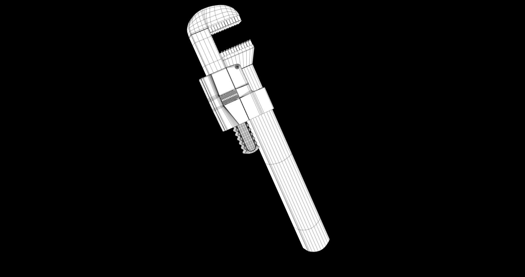 Pipe wrench Low-poly 3D model_6