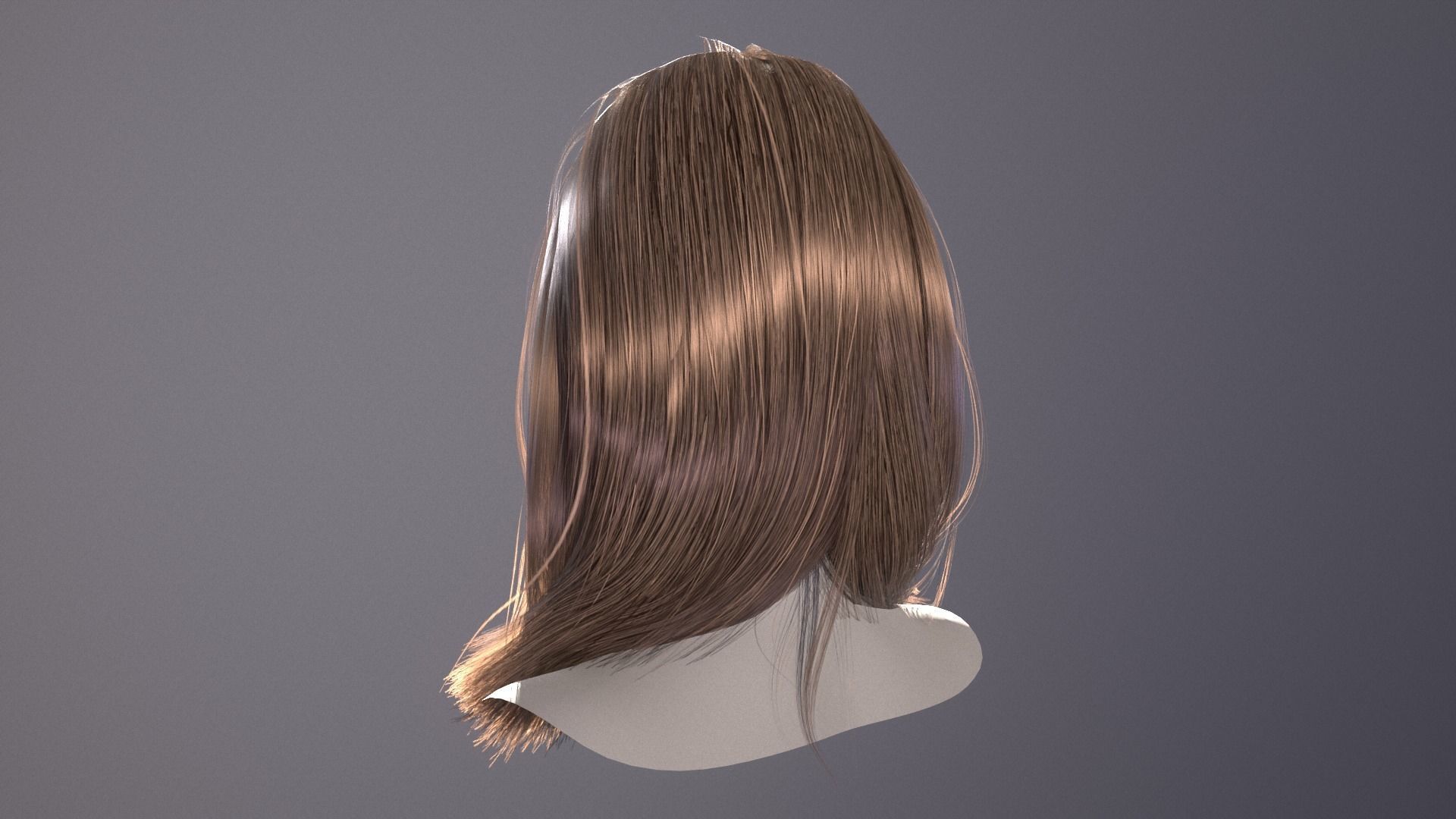 Realtime Long Hairstyle - Game Ready  Low-poly 3D model_7