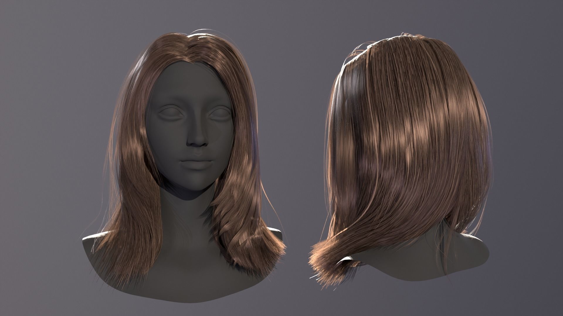Realtime Long Hairstyle - Game Ready  Low-poly 3D model_5