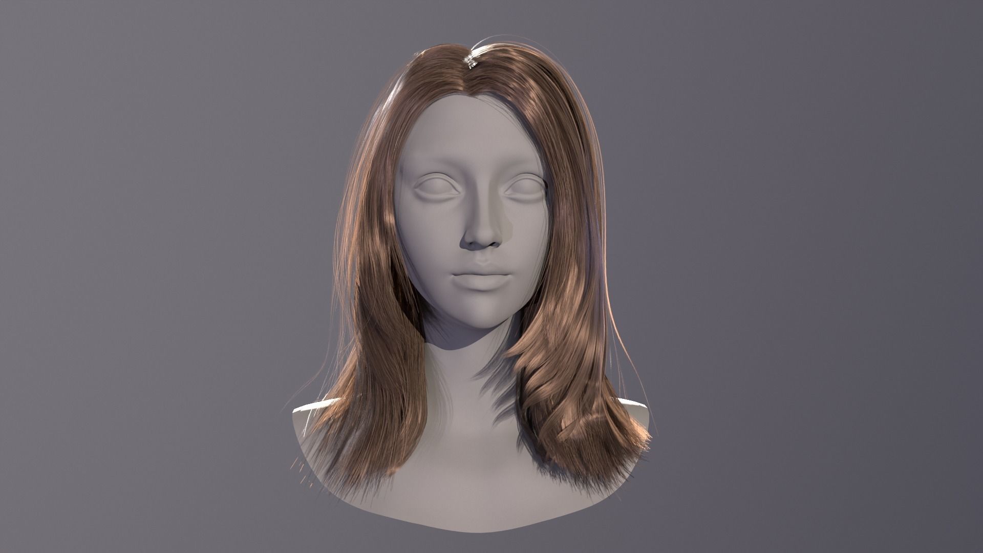 Realtime Long Hairstyle - Game Ready  Low-poly 3D model_1