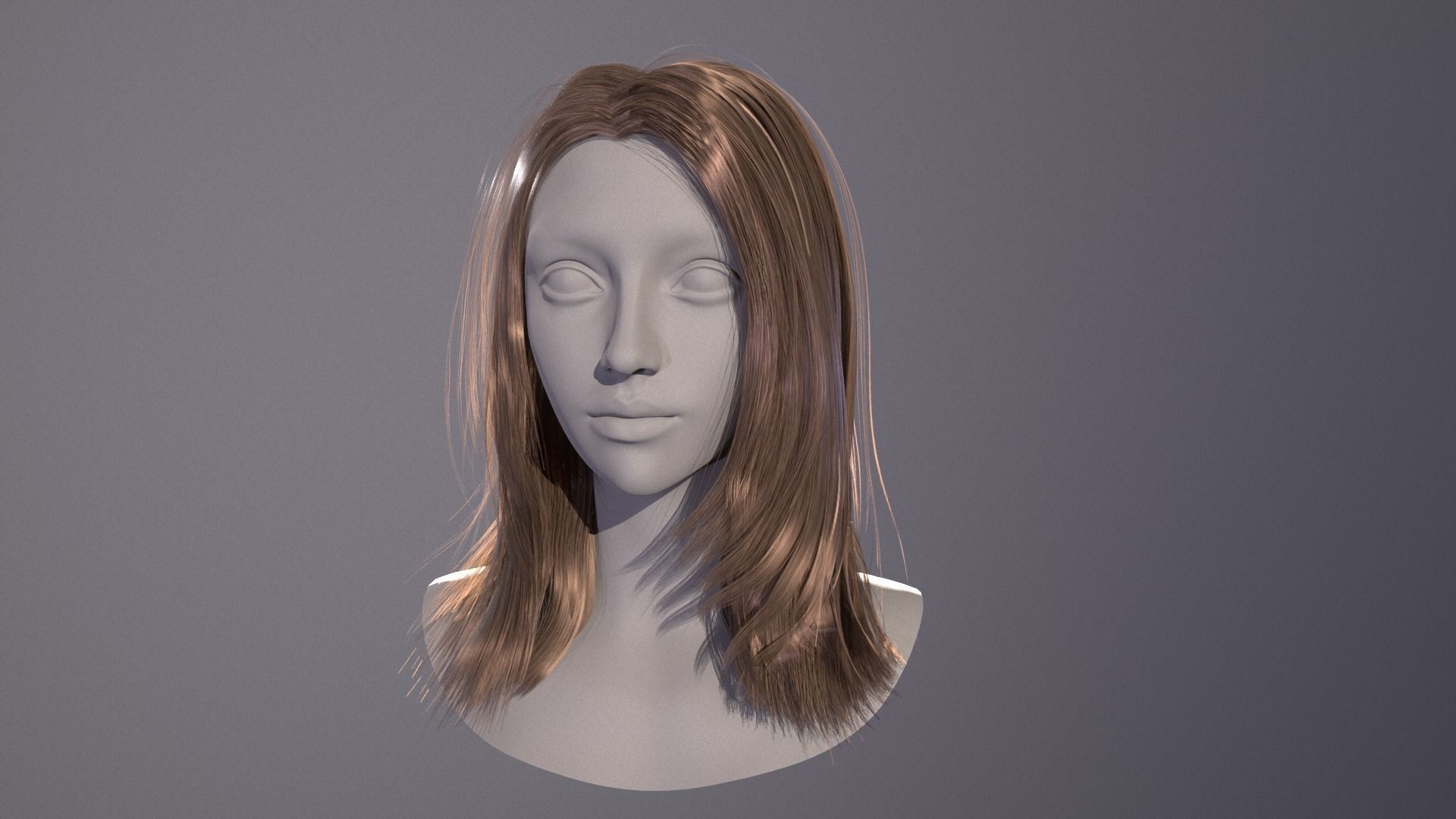 Realtime Long Hairstyle - Game Ready  Low-poly 3D model_2