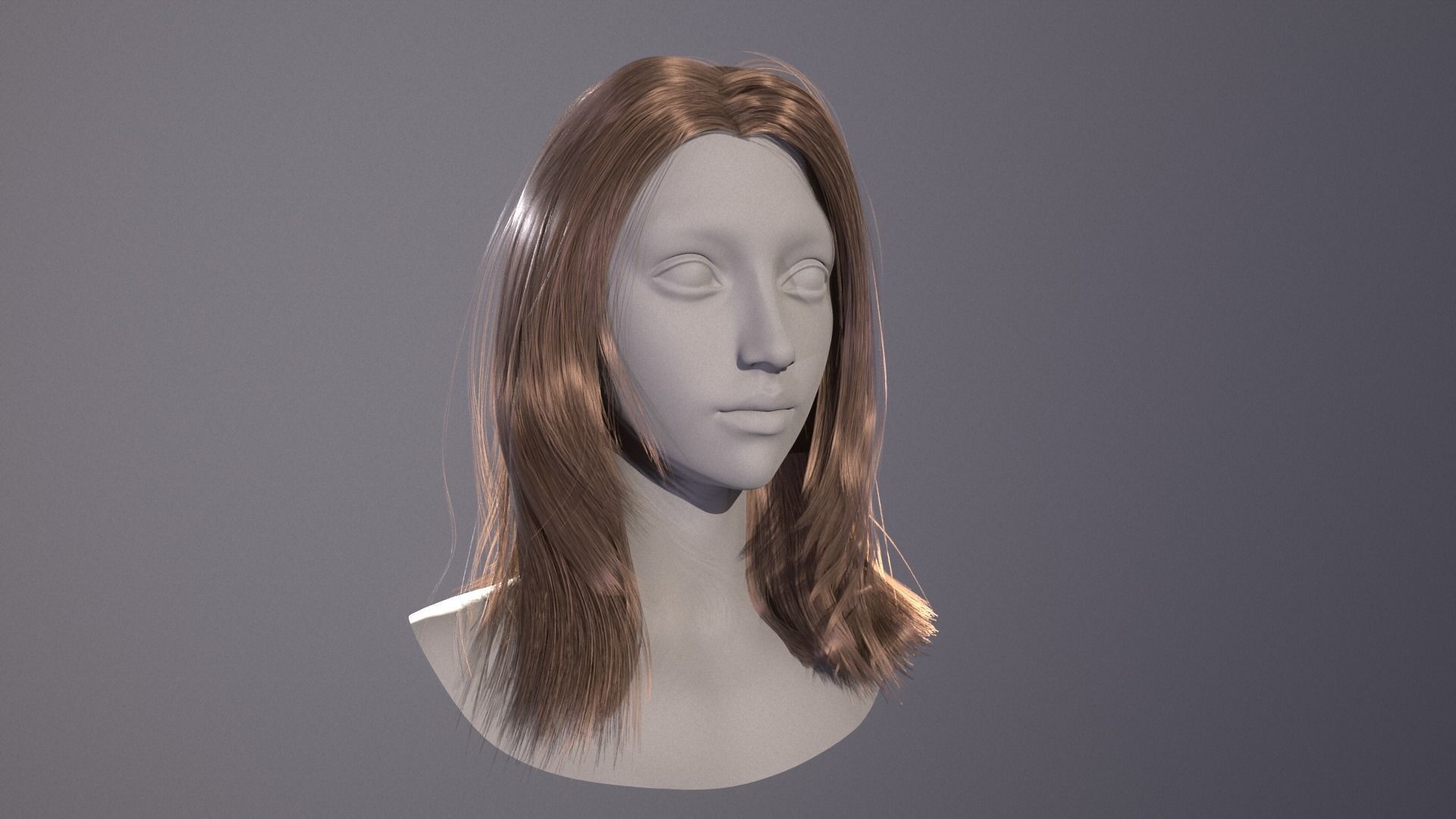Realtime Long Hairstyle - Game Ready  Low-poly 3D model_3