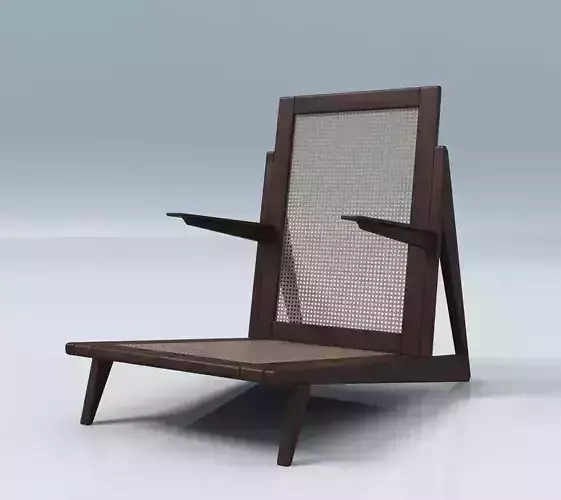 lowchair lounge chair with wooden frame and wicker seat