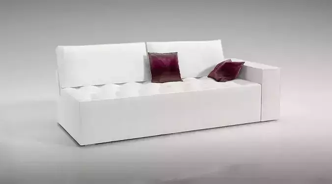 White Plush Contemporary Couch