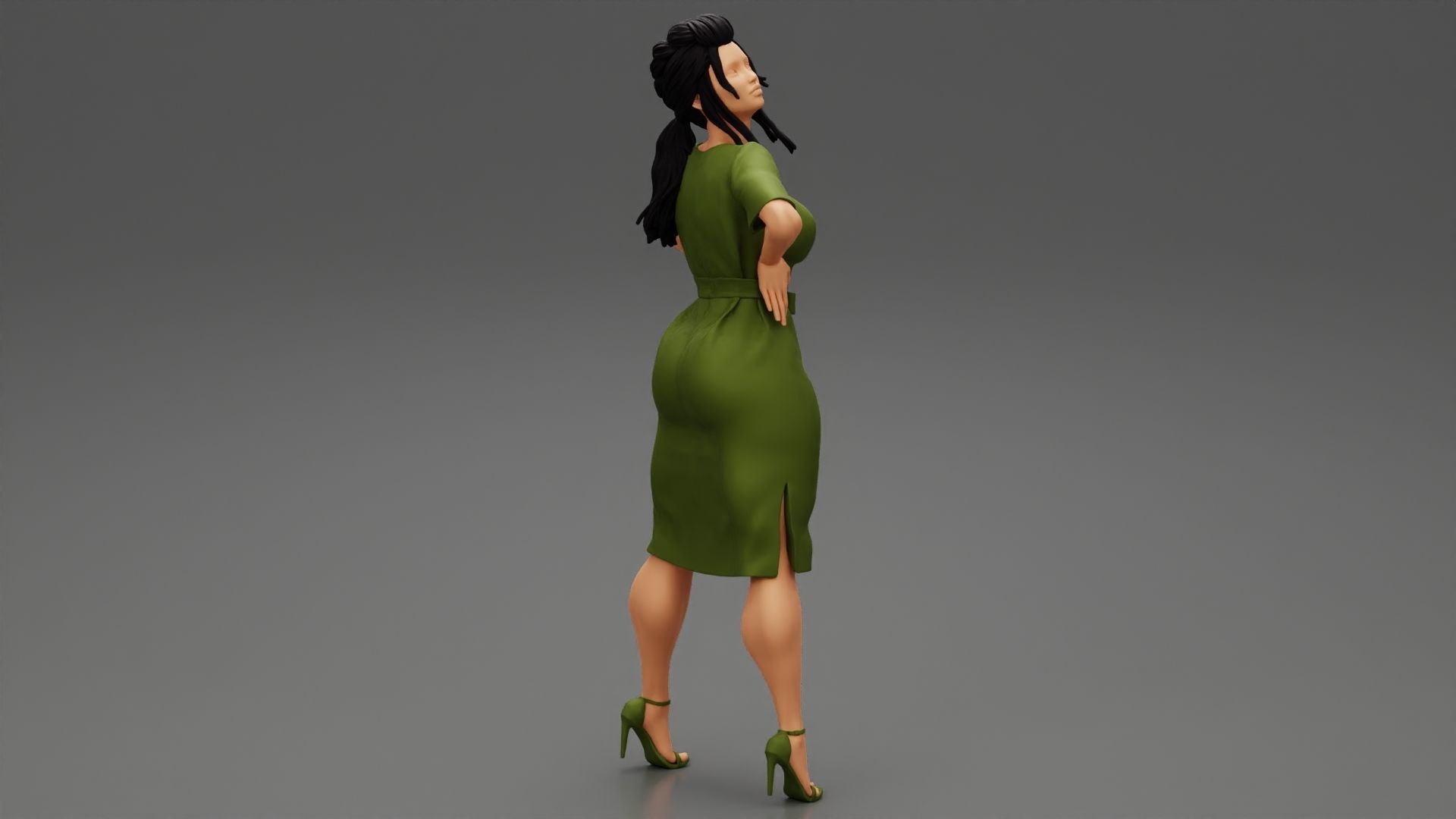 Business woman Standing with Hands on Hips 3D print model_4