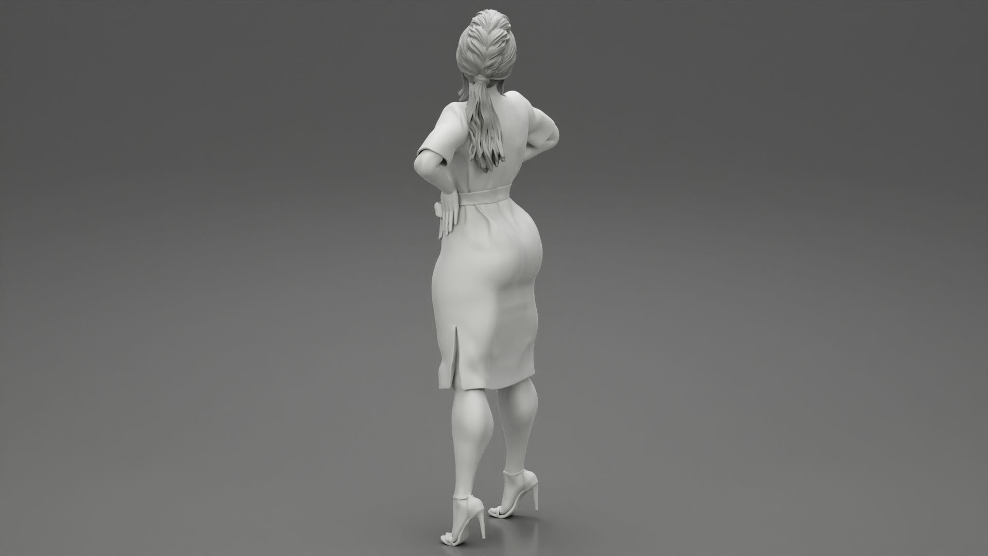 Business woman Standing with Hands on Hips 3D print model_9