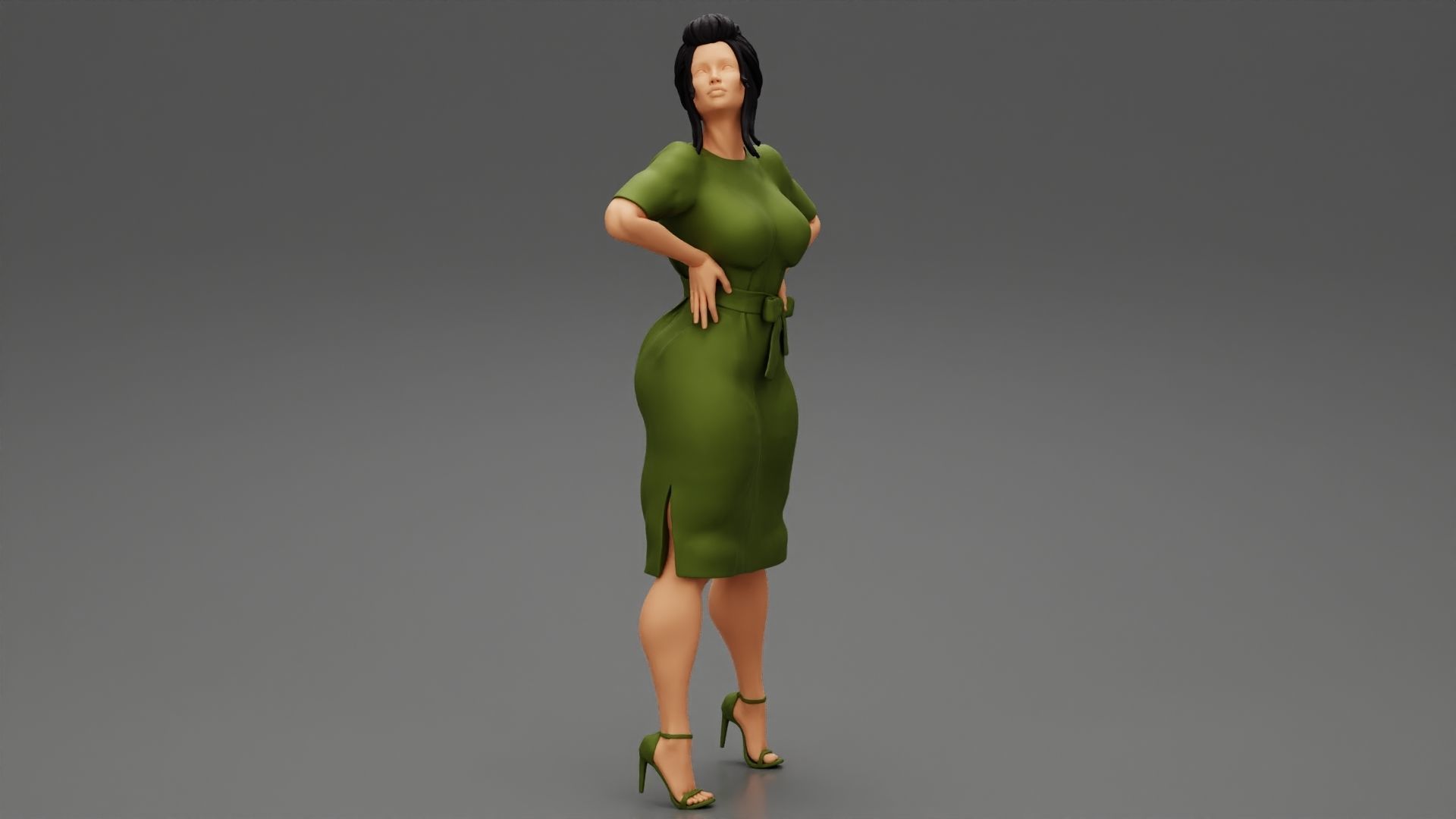Business woman Standing with Hands on Hips 3D print model_2