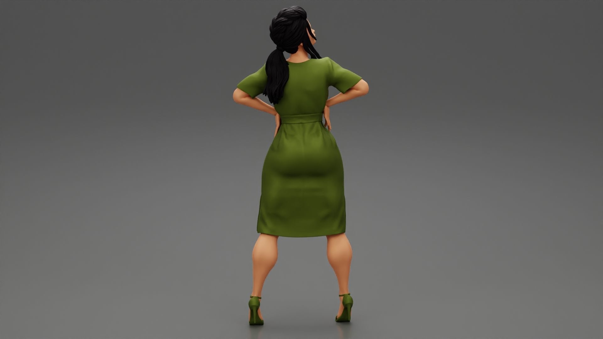 Business woman Standing with Hands on Hips 3D print model_6