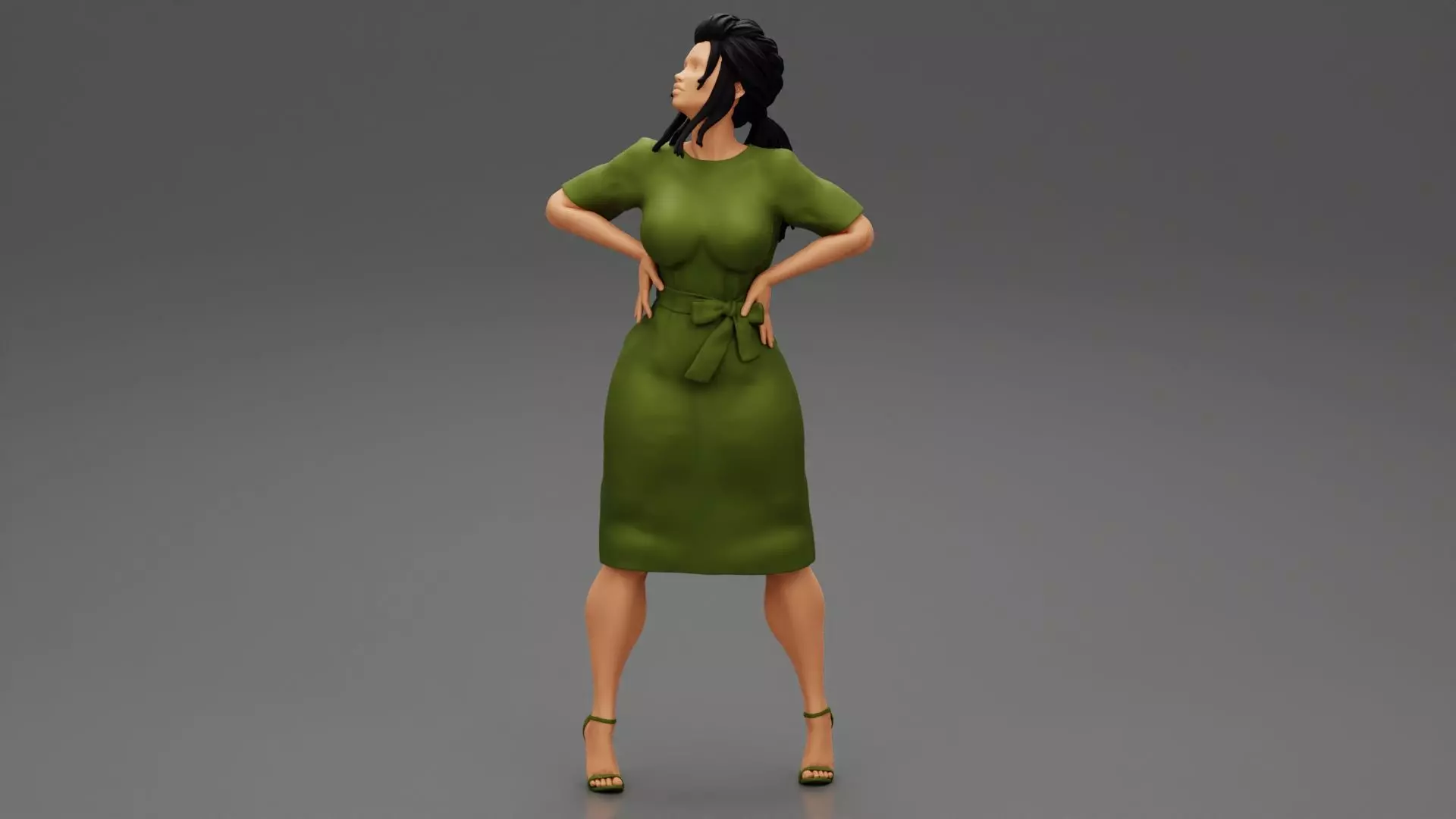 Business woman Standing with Hands on Hips 3D print model_0