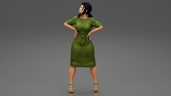 Business woman Standing with Hands on Hips 3D print model