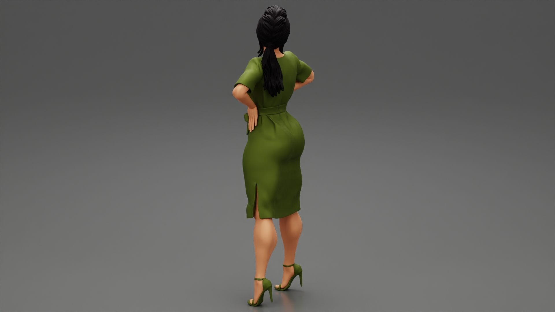 Business woman Standing with Hands on Hips 3D print model_8