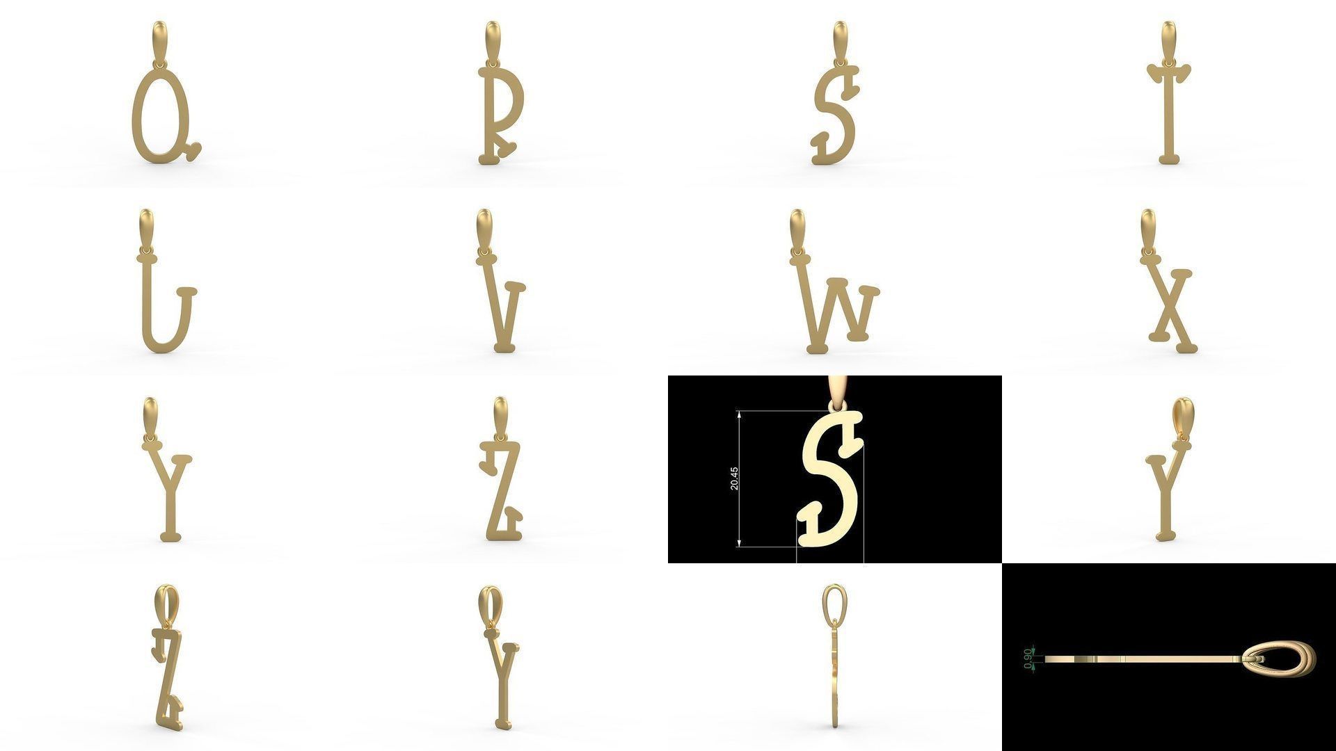 Initial Letters Pendant Alphabets Sallsburgg 3D Model Collection_1