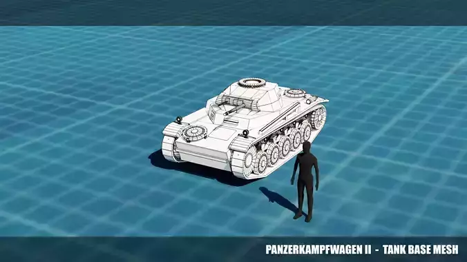 Pzkpfw II Tank Base Mesh Low-poly 3D model
