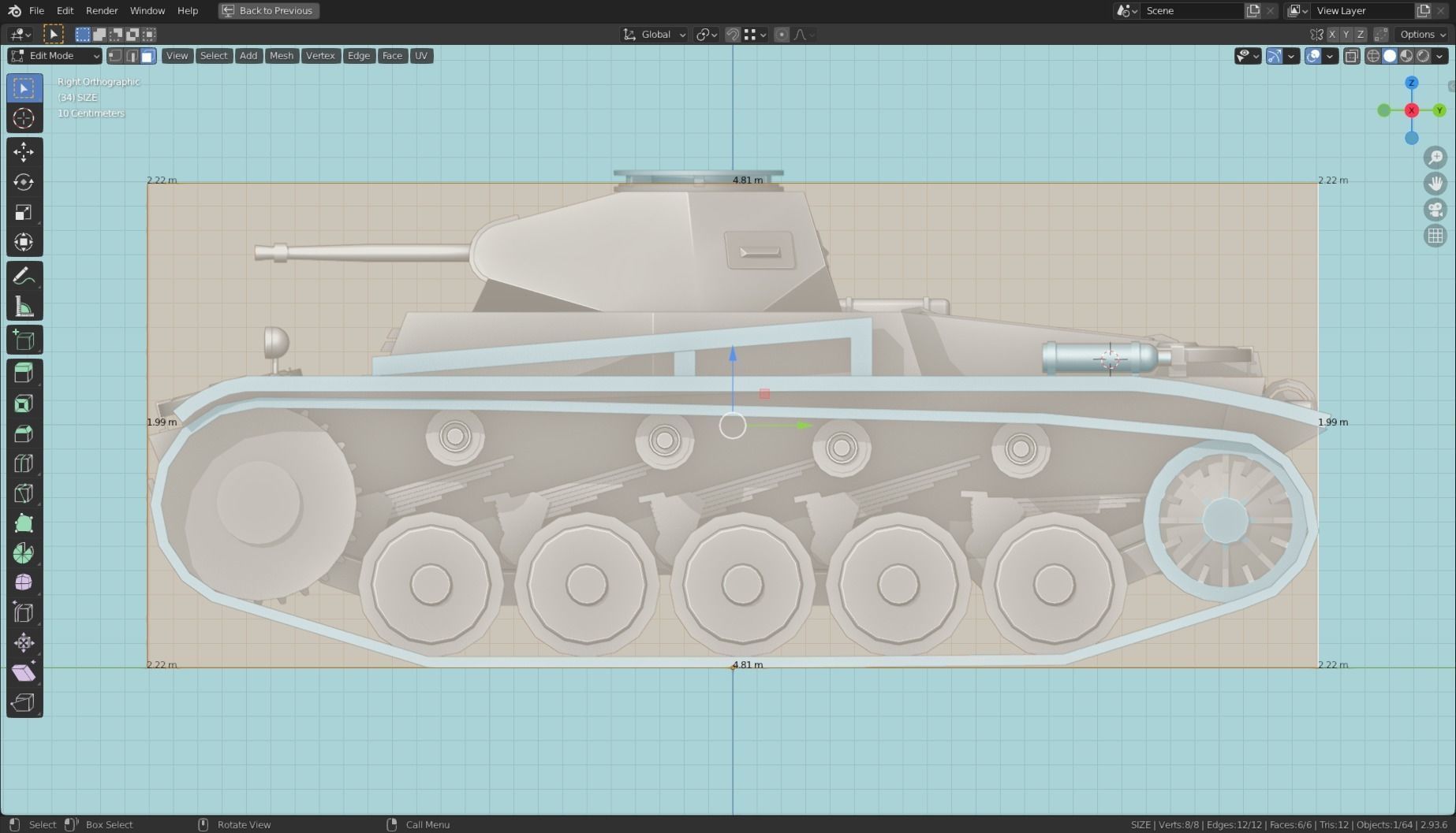 Pzkpfw II Tank Base Mesh Low-poly 3D model_5