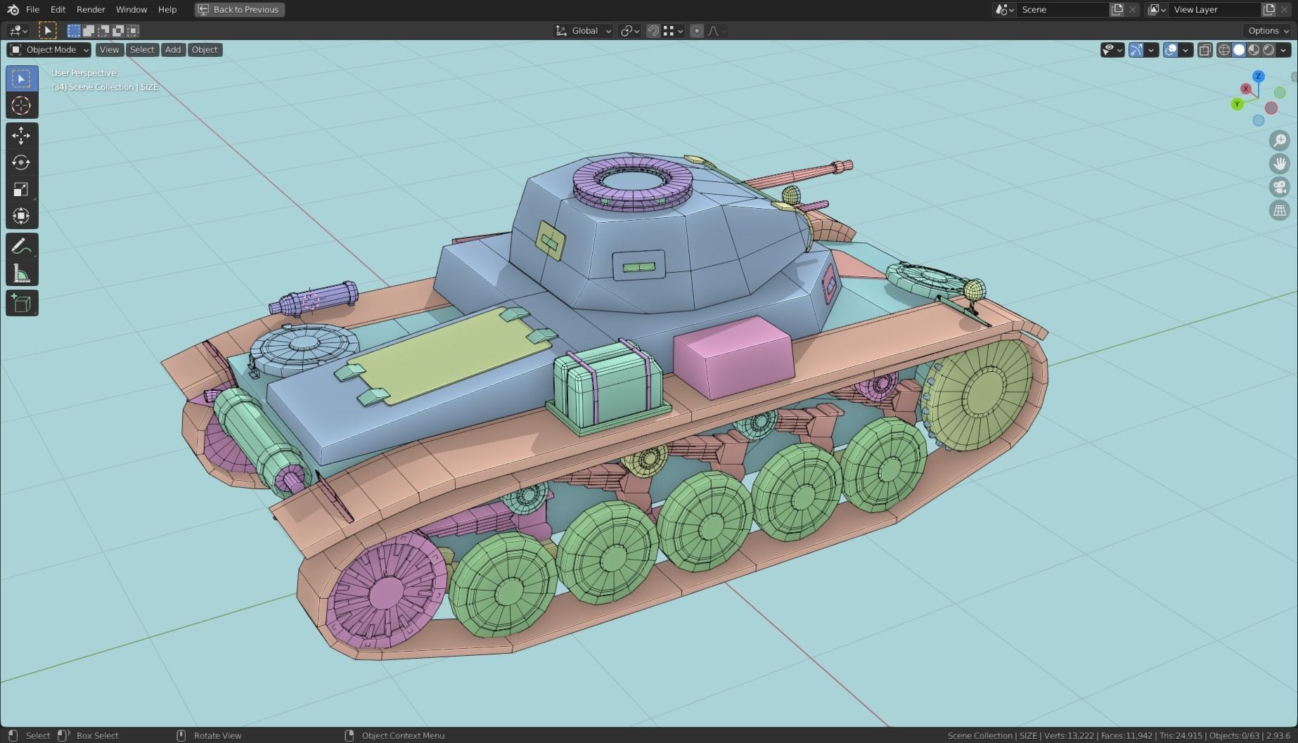 Pzkpfw II Tank Base Mesh Low-poly 3D model_12