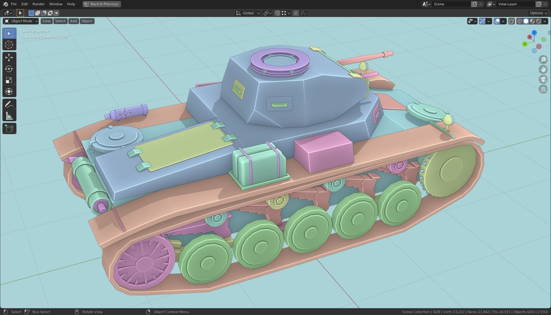 Pzkpfw II Tank Base Mesh Low-poly 3D model_18