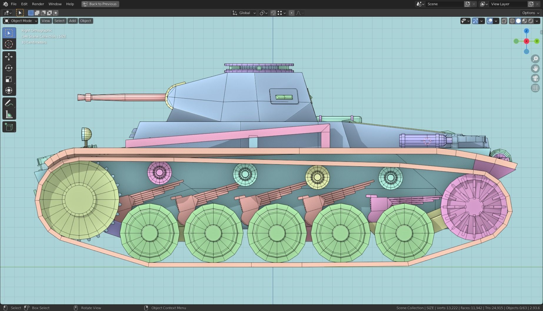 Pzkpfw II Tank Base Mesh Low-poly 3D model_15