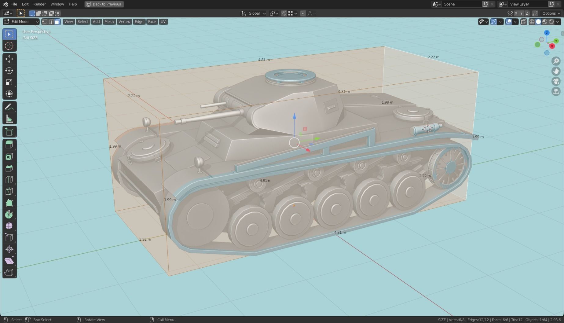 Pzkpfw II Tank Base Mesh Low-poly 3D model_4