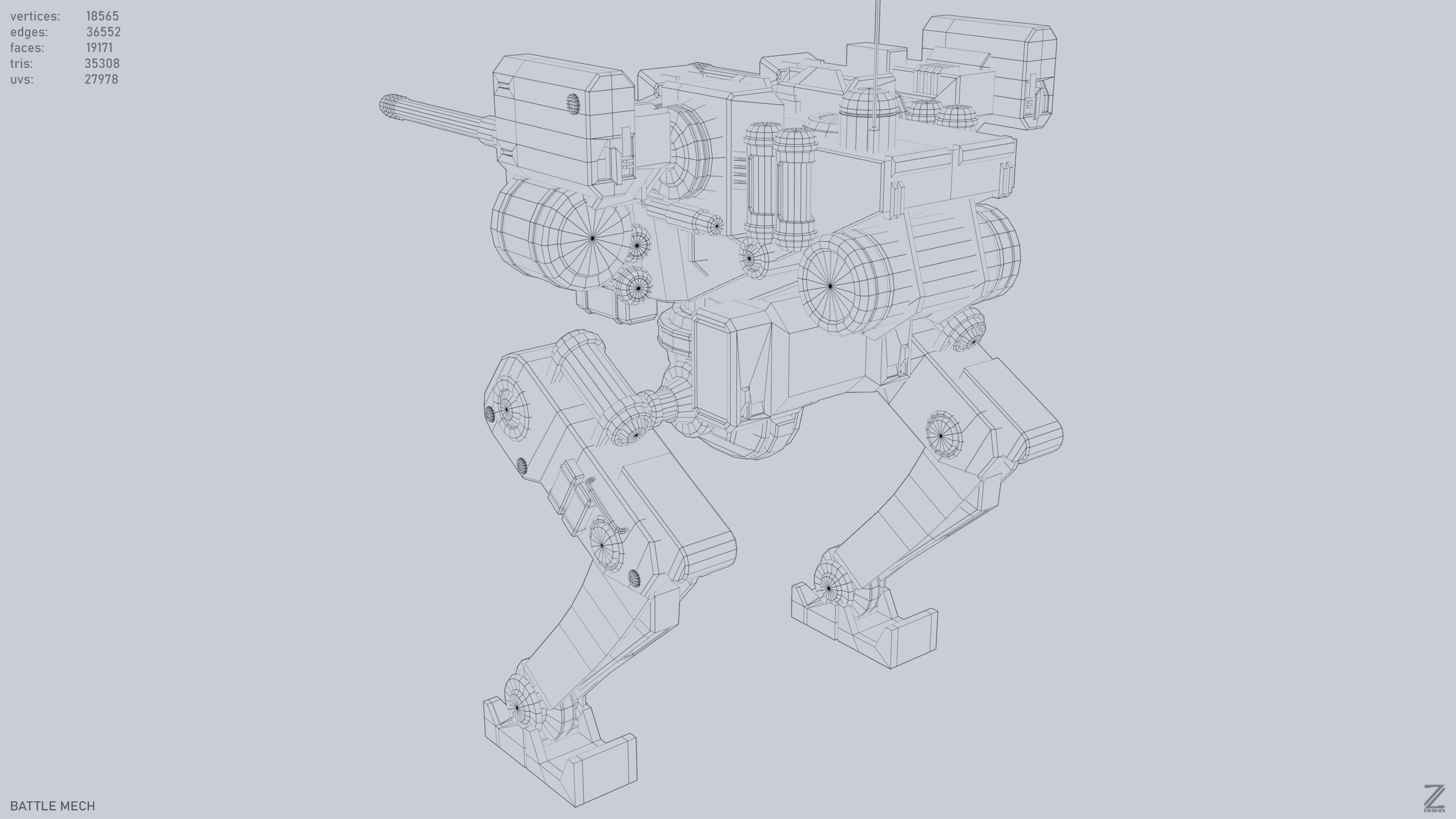 Battle Mech Low-poly 3D model_12