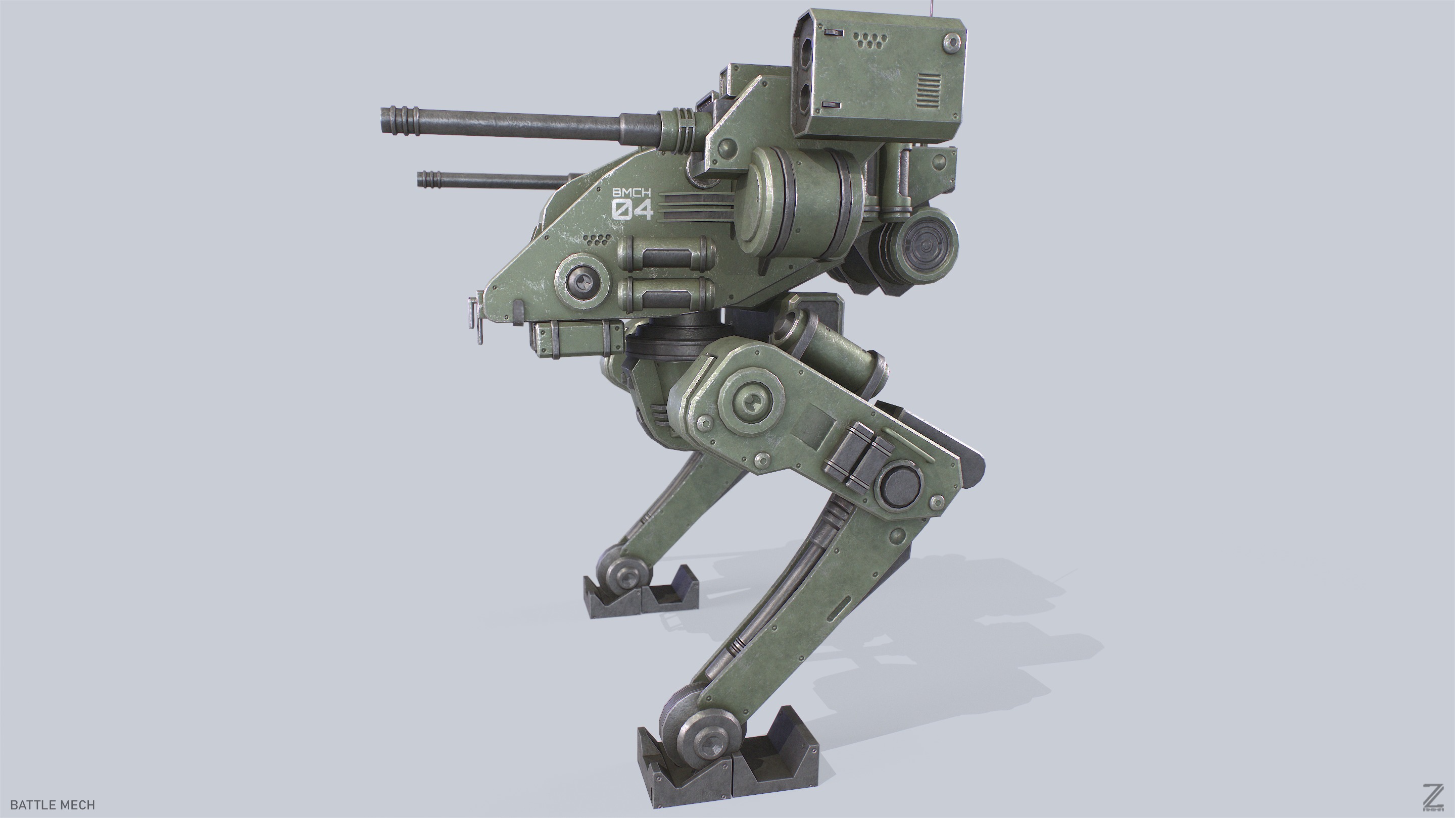 Battle Mech Low-poly 3D model_2