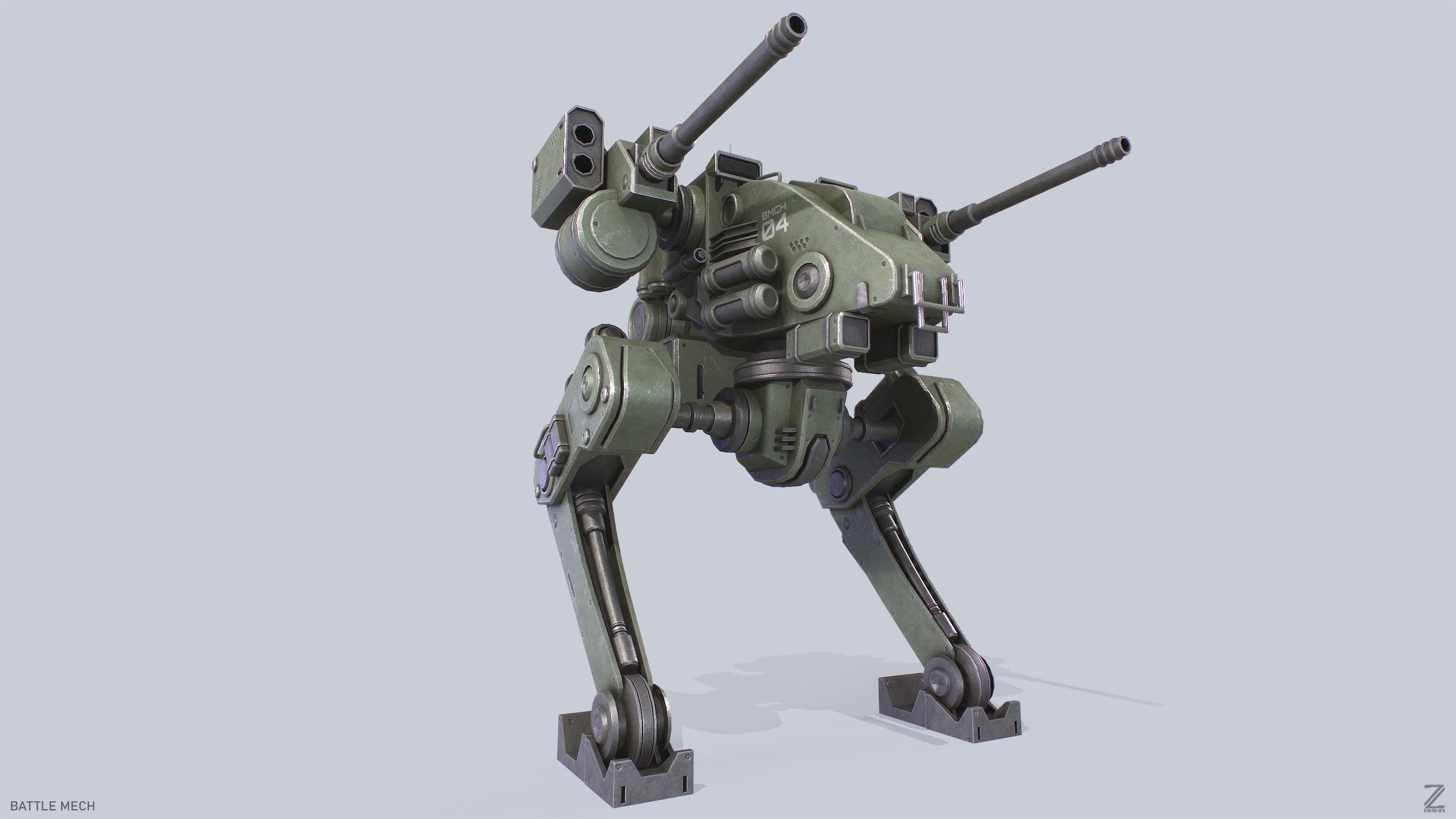 Battle Mech Low-poly 3D model_9