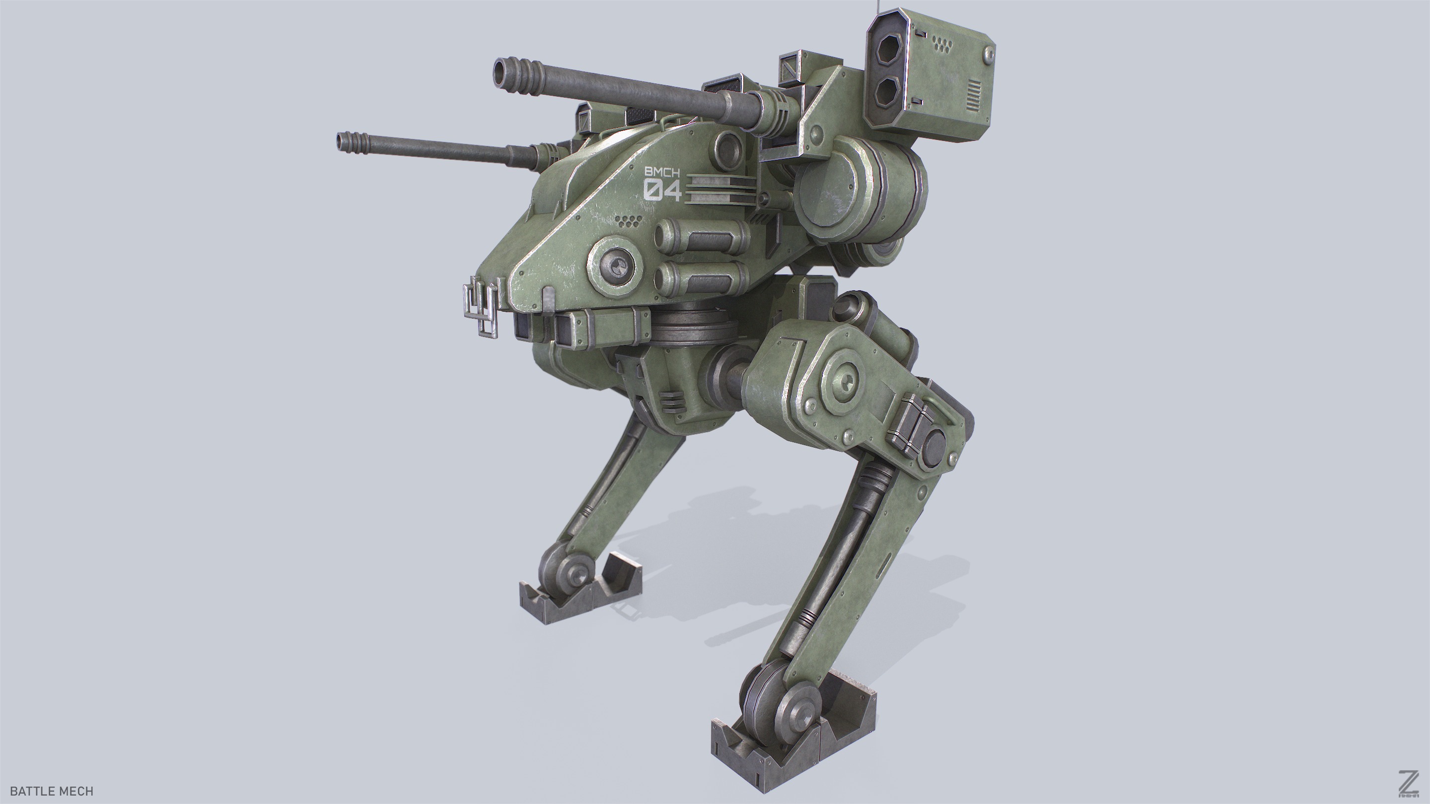 Battle Mech Low-poly 3D model_5