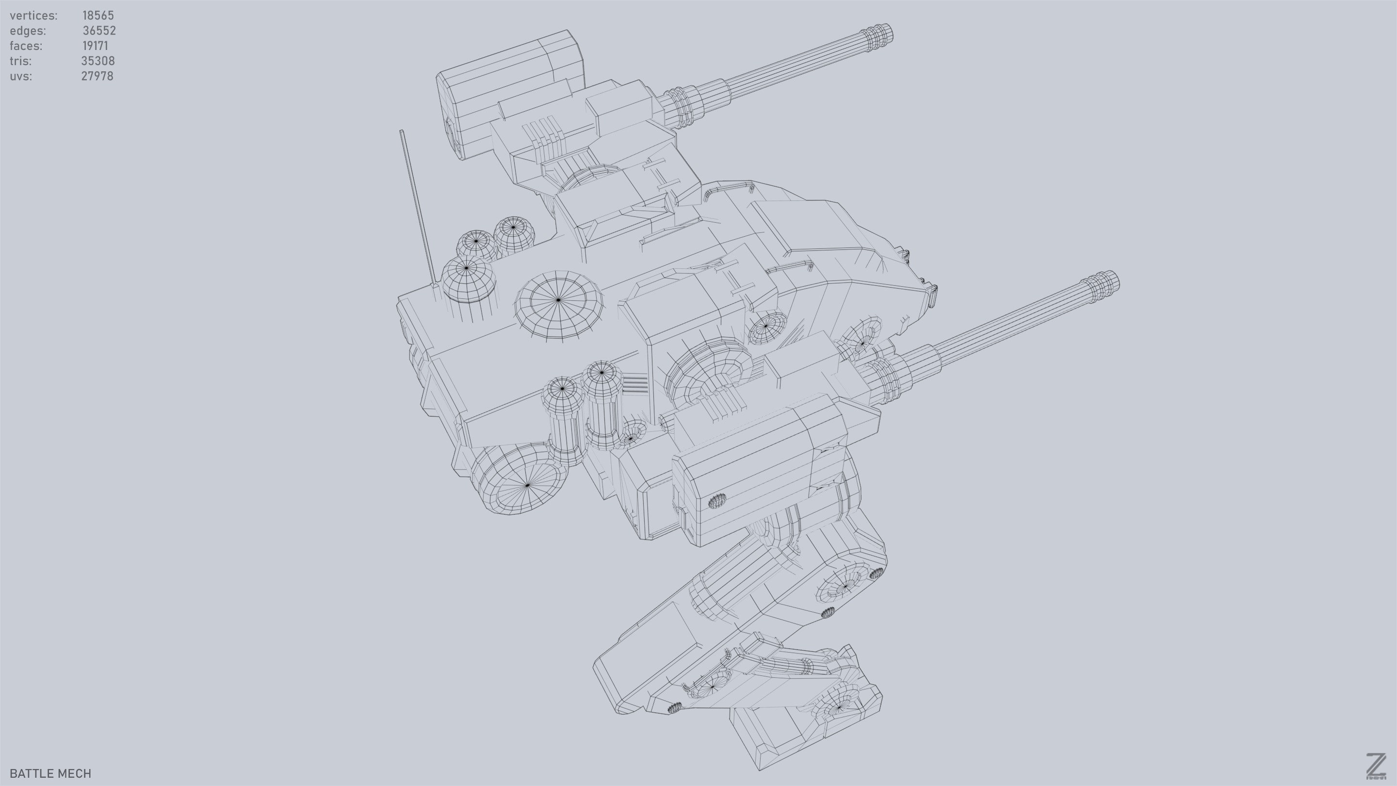 Battle Mech Low-poly 3D model_15
