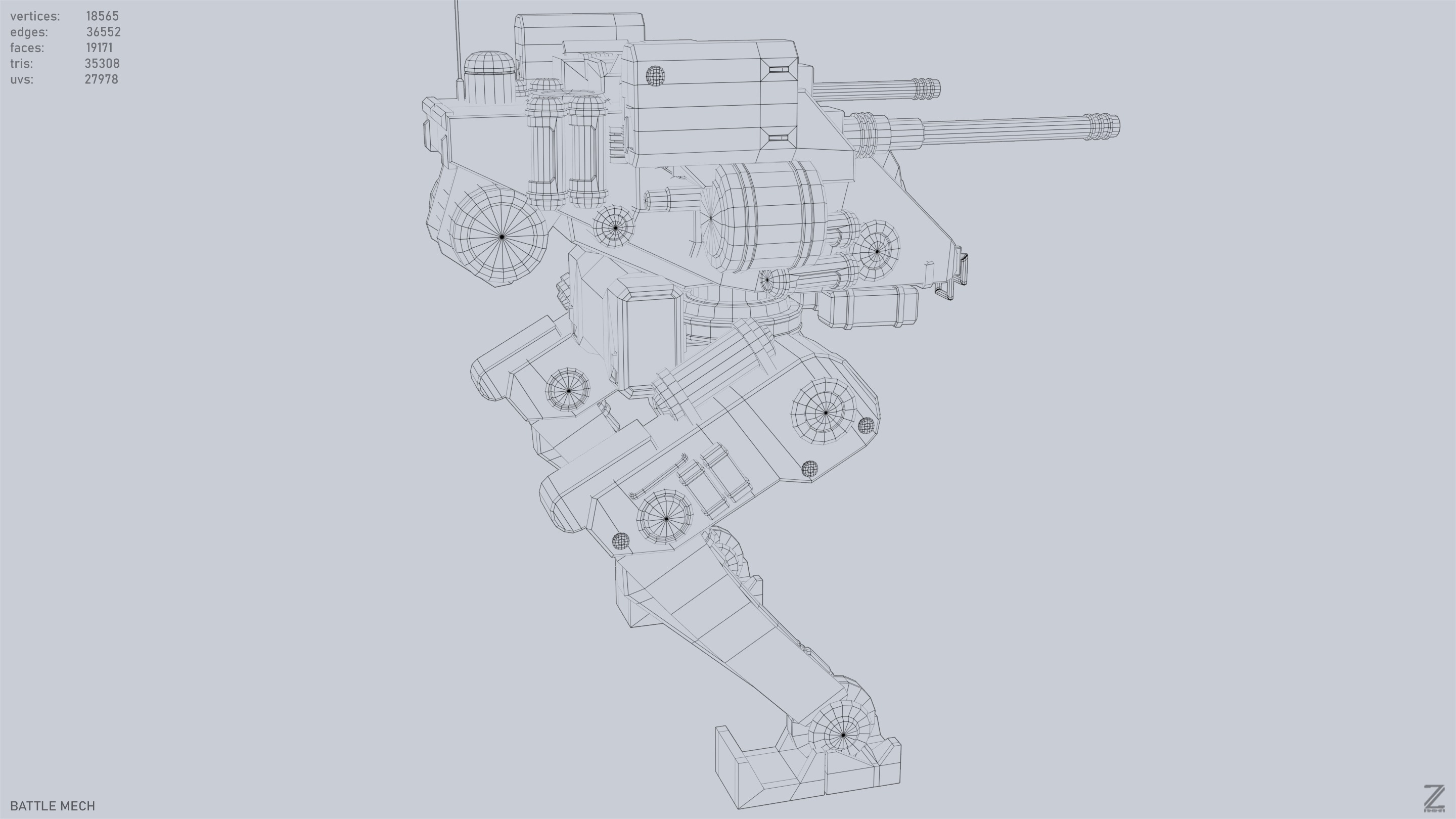 Battle Mech Low-poly 3D model_14