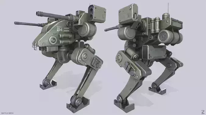 Battle Mech Low-poly 3D model