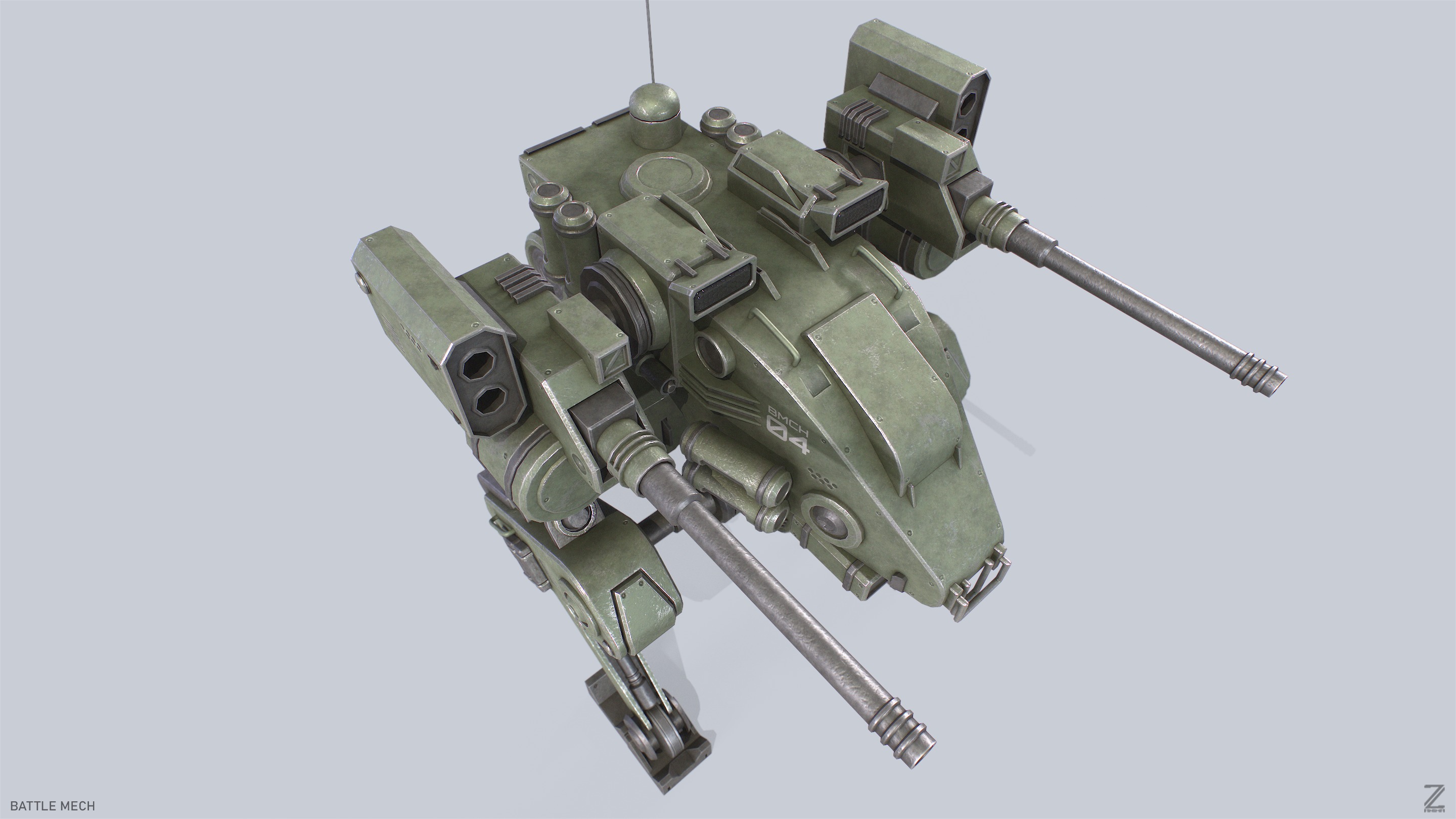 Battle Mech Low-poly 3D model_7