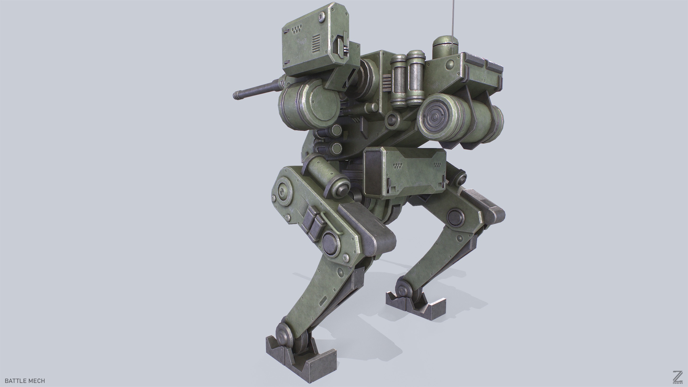Battle Mech Low-poly 3D model_4