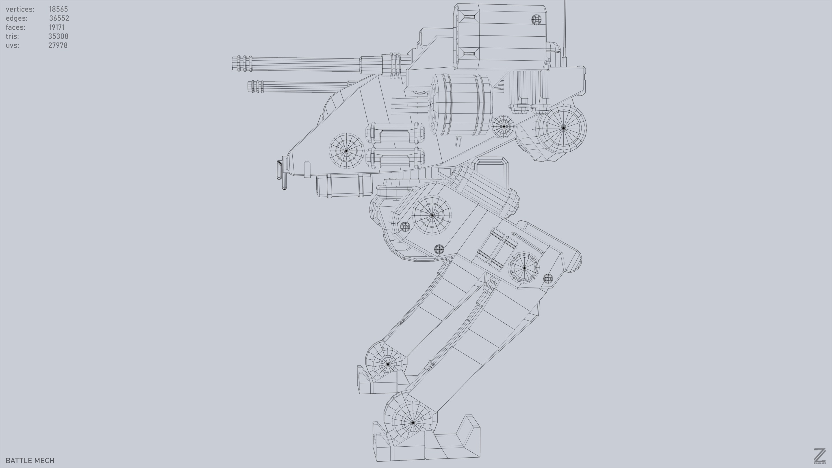 Battle Mech Low-poly 3D model_11