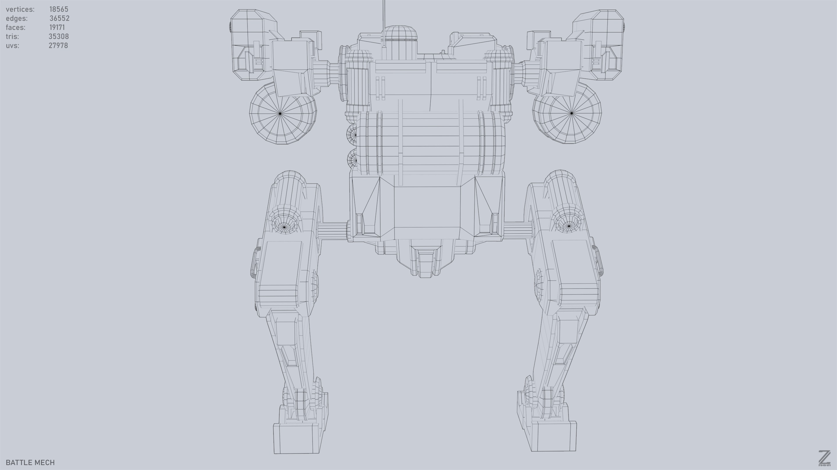Battle Mech Low-poly 3D model_13