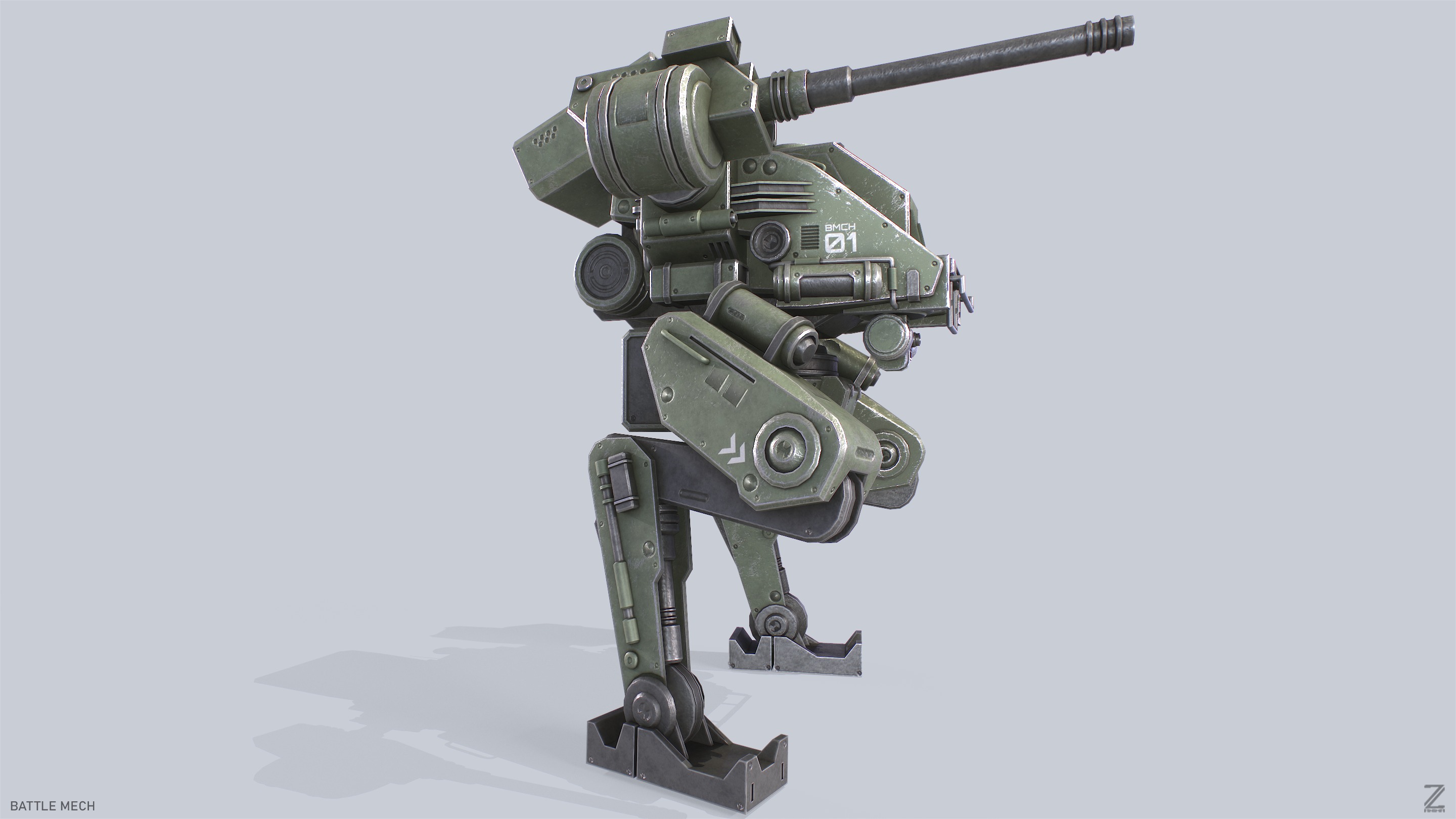 Battle Mech Low-poly 3D model_6