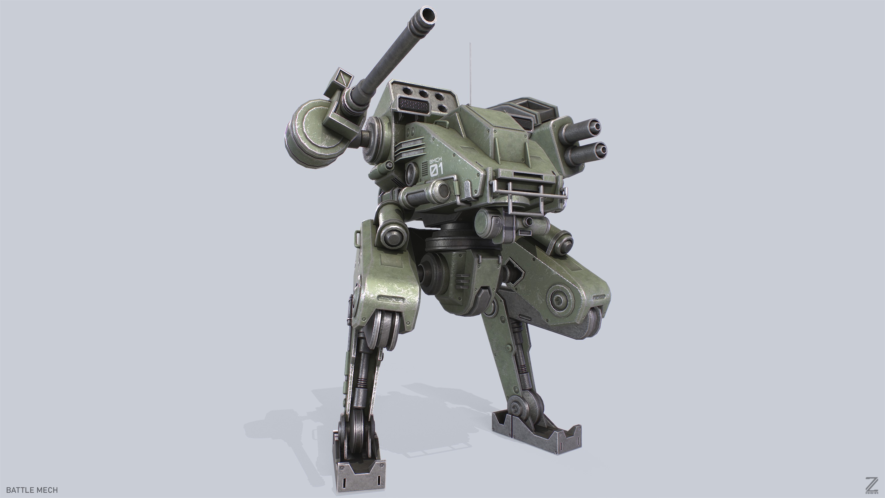 Battle Mech Low-poly 3D model_5