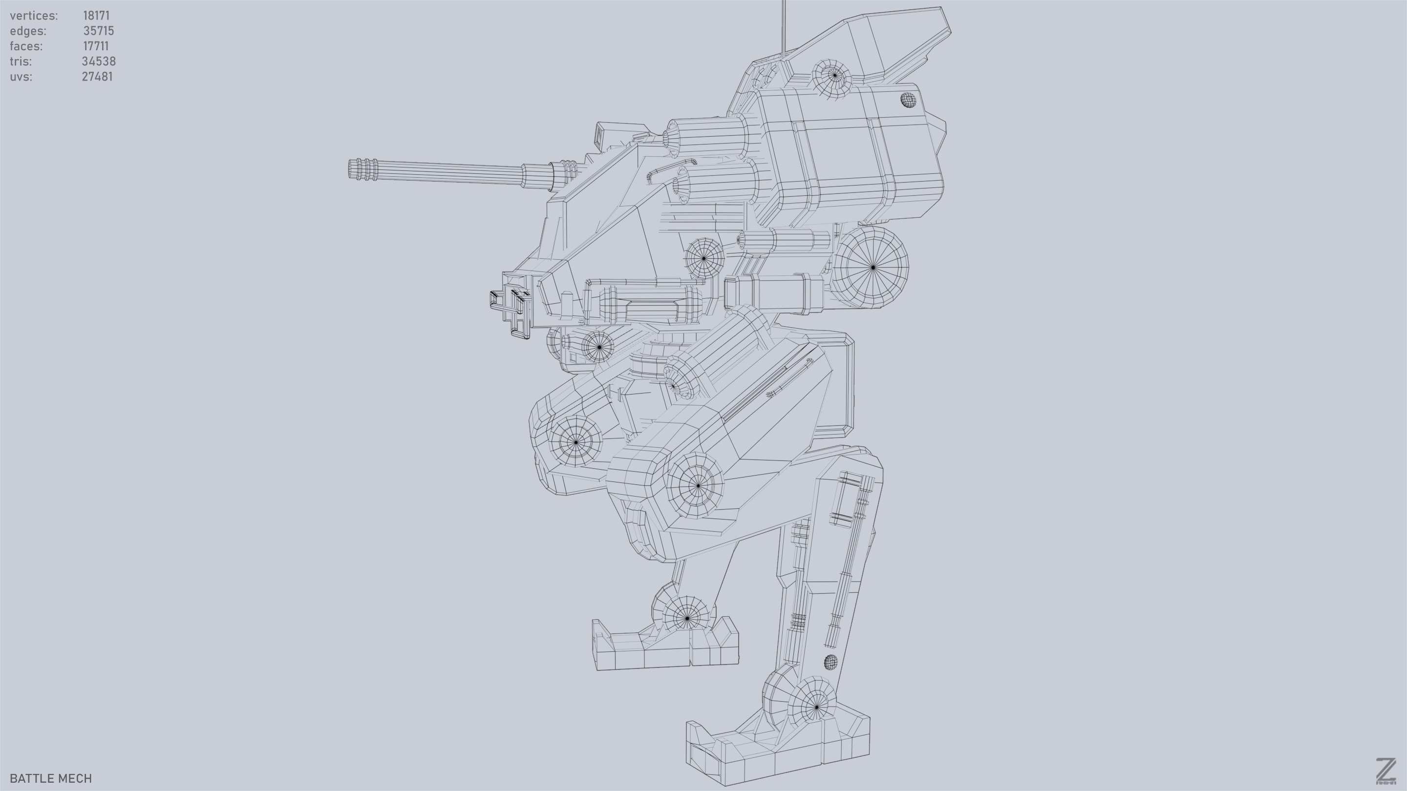 Battle Mech Low-poly 3D model_10