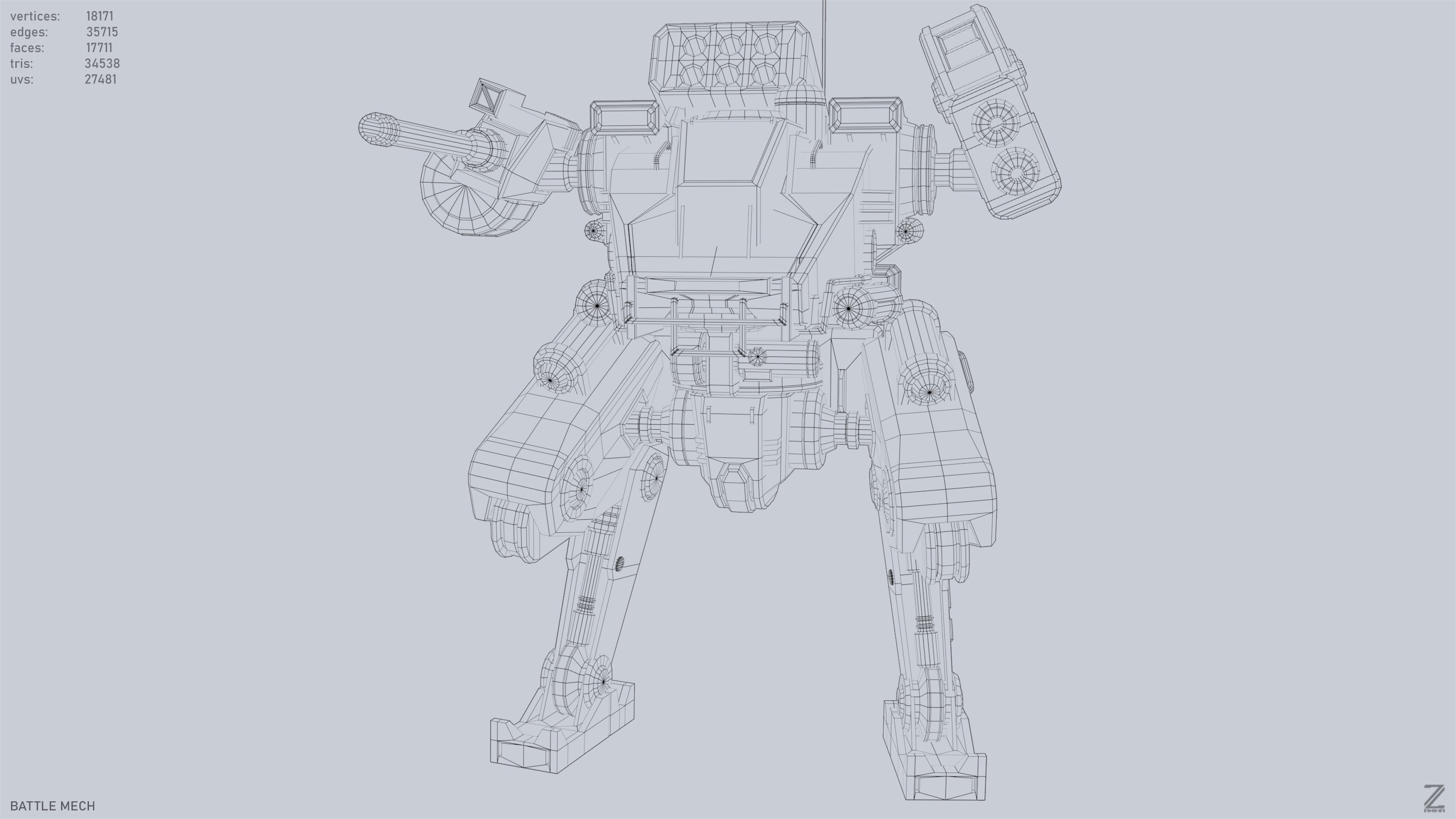 Battle Mech Low-poly 3D model_11