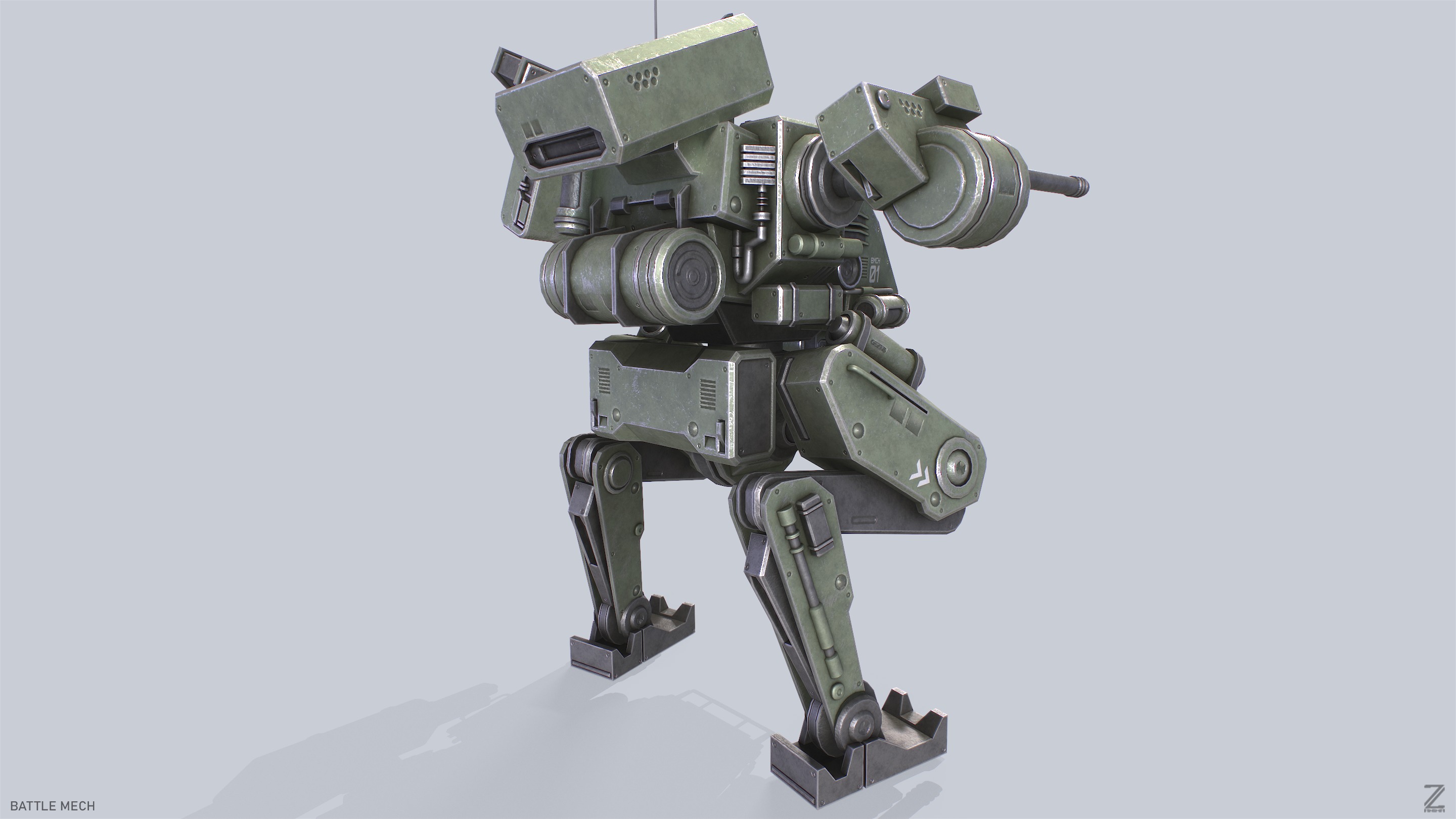 Battle Mech Low-poly 3D model_7