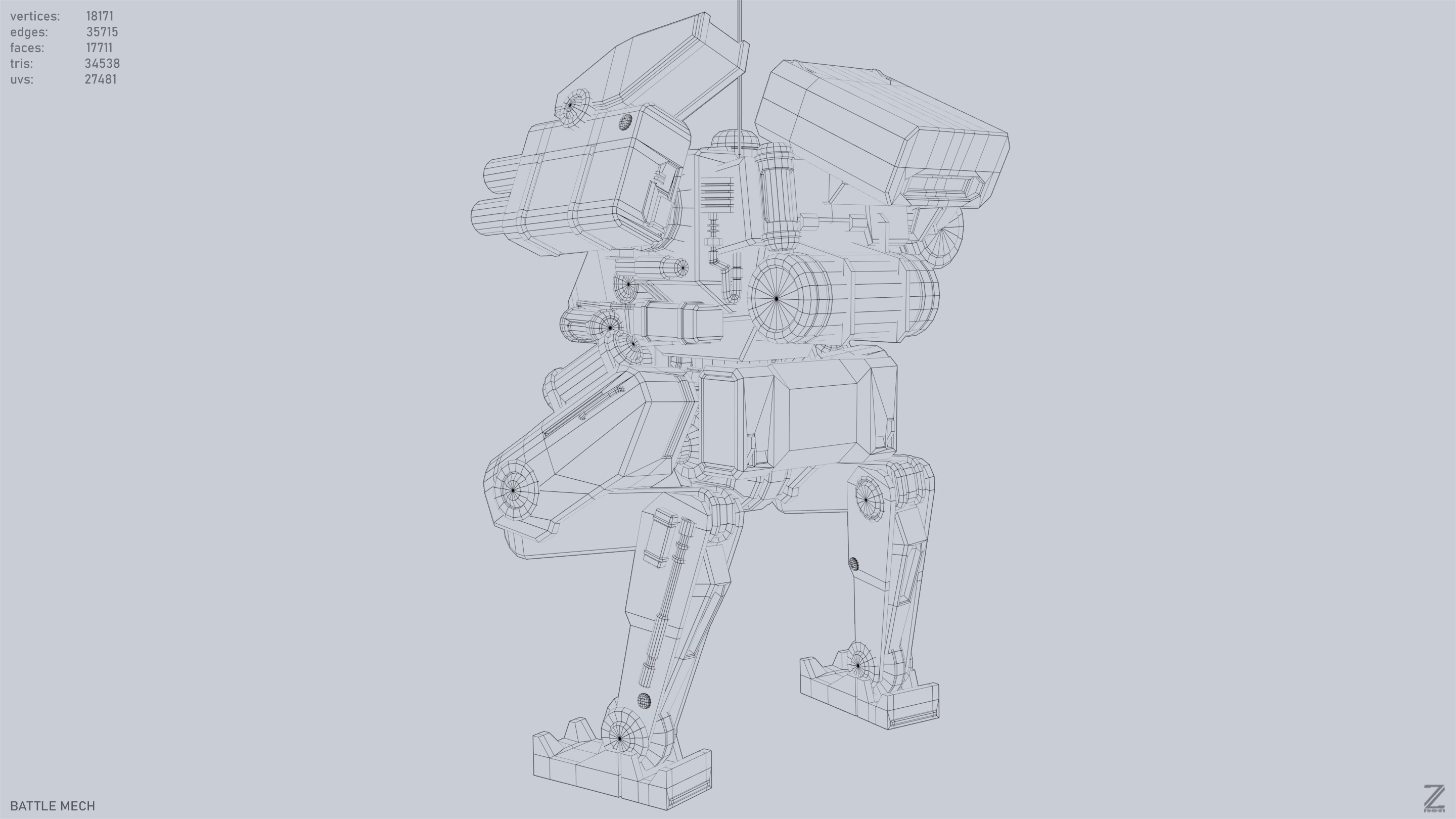 Battle Mech Low-poly 3D model_15