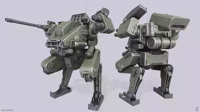 Battle Mech Low-poly 3D model