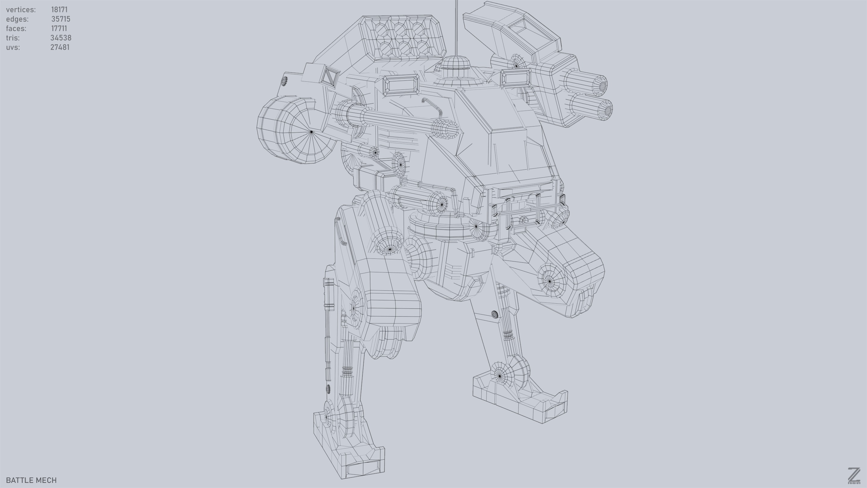 Battle Mech Low-poly 3D model_12