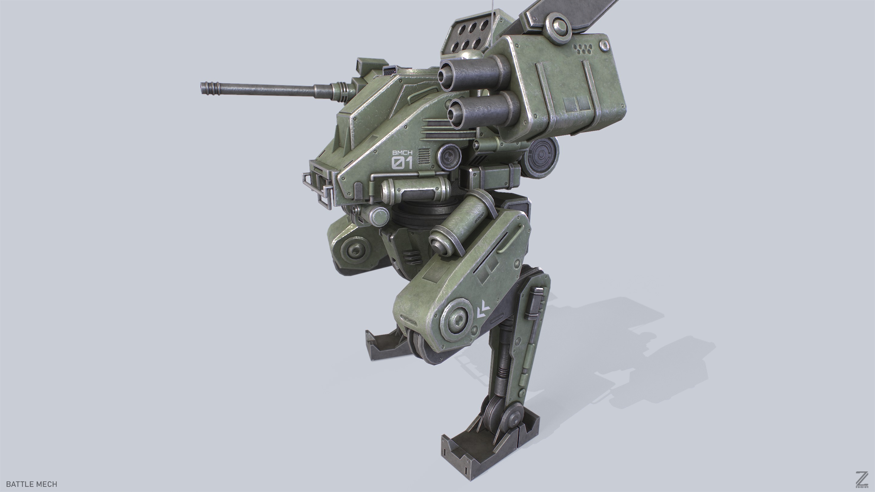 Battle Mech Low-poly 3D model_2