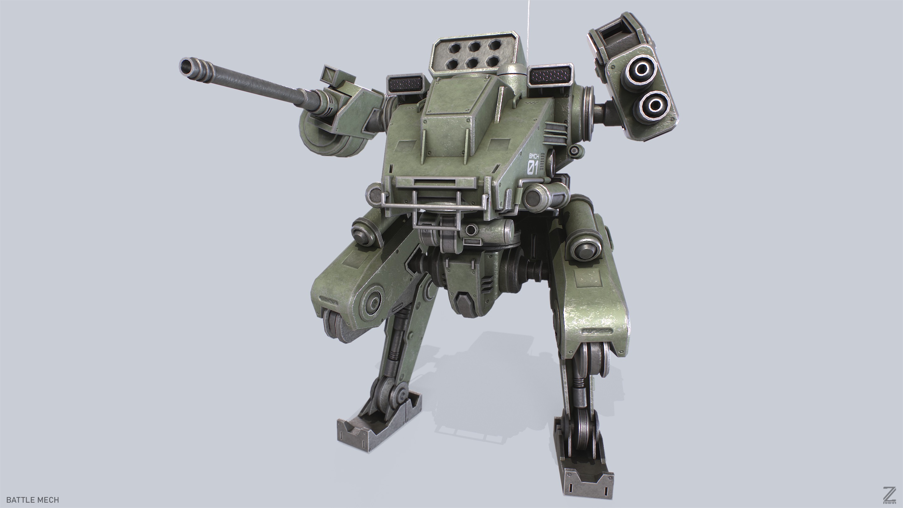 Battle Mech Low-poly 3D model_4