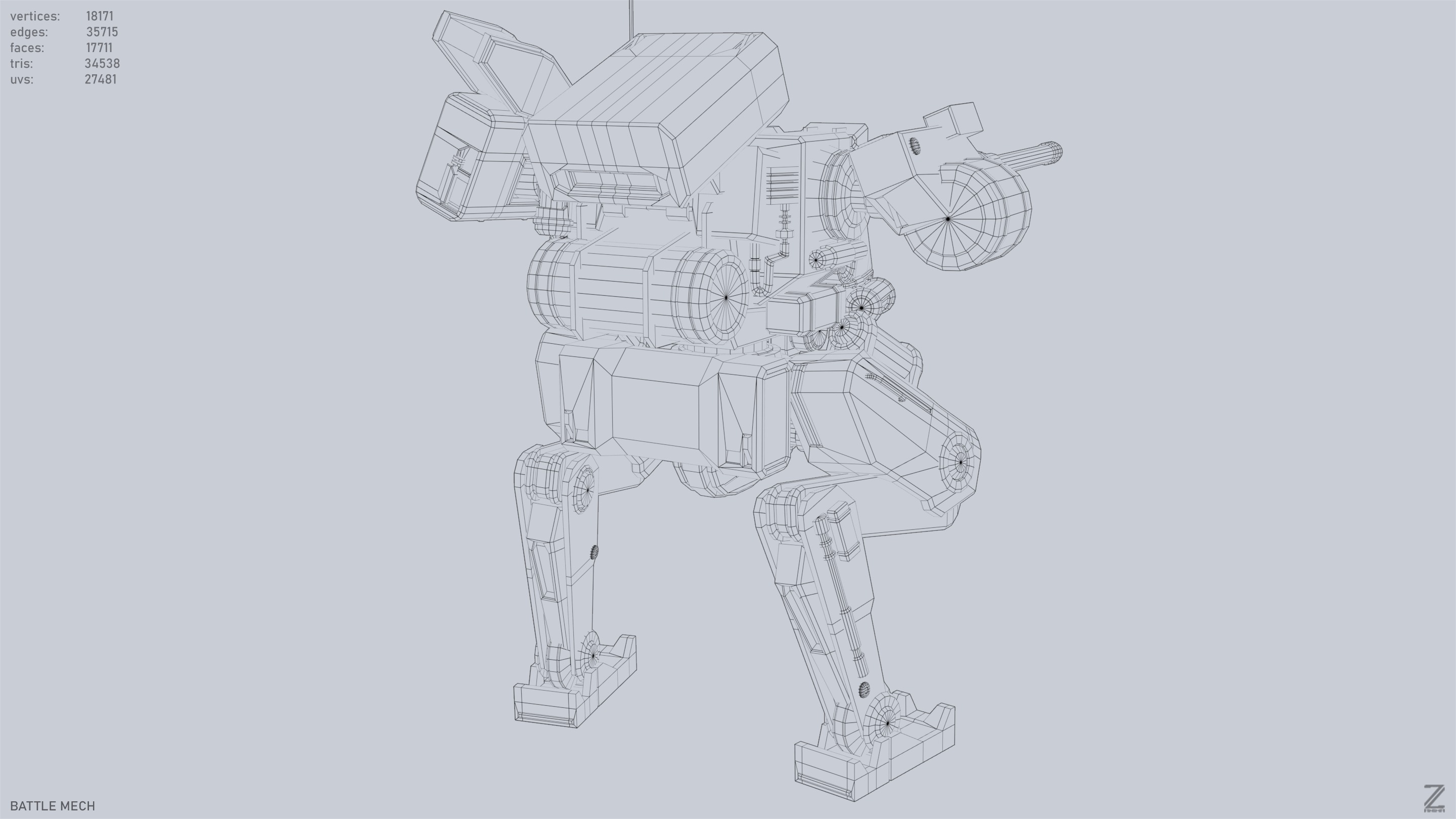 Battle Mech Low-poly 3D model_14