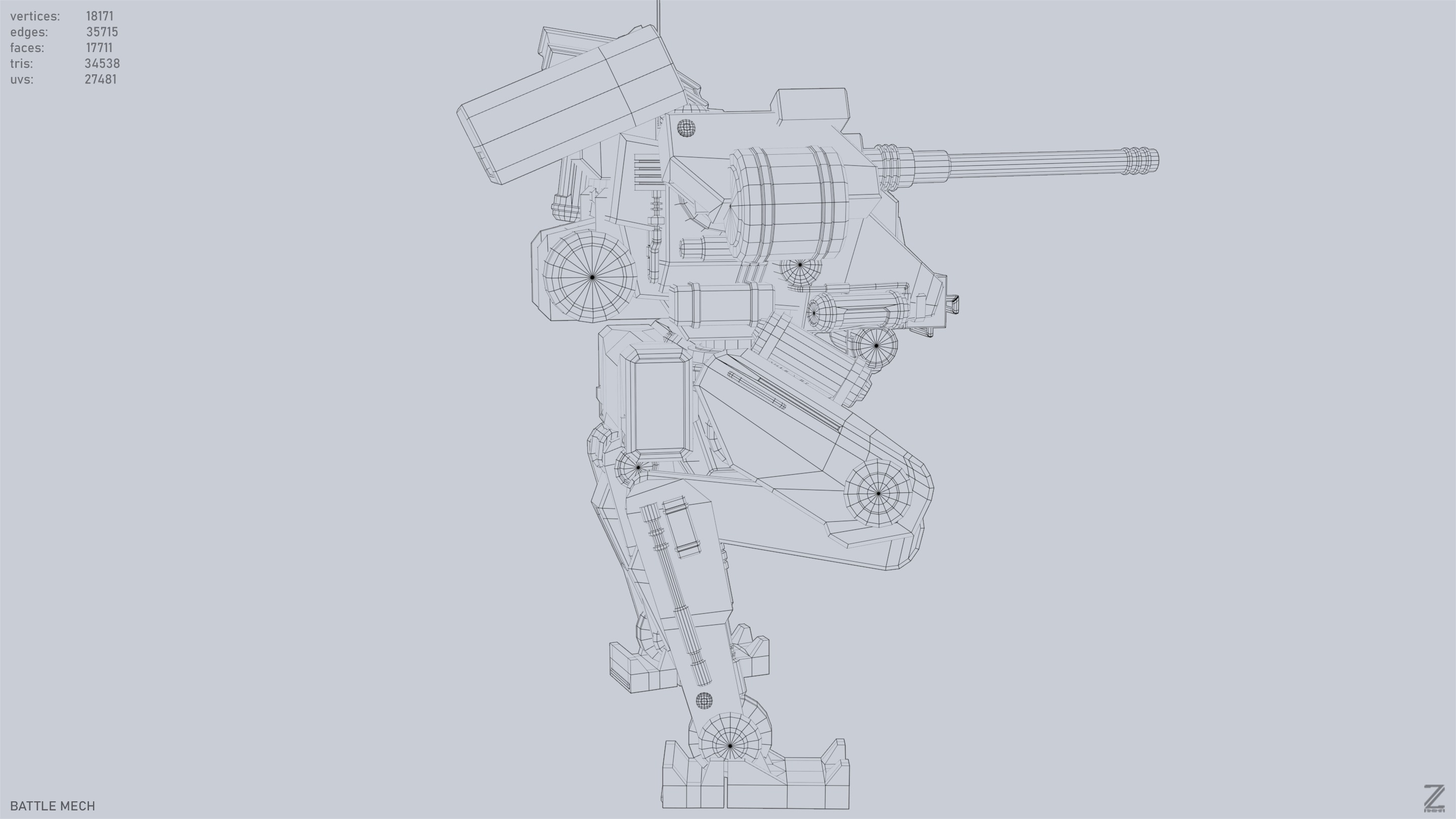 Battle Mech Low-poly 3D model_13